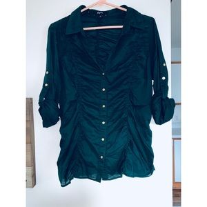 Express Forest Green Ruched Blouse